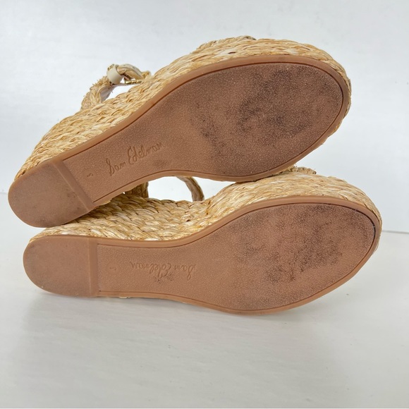 SAM EDELMAN Deena Raffia Ankle Strap Buckle Closure Platform Wedges Sandals Sz 8 - Picture 9 of 11